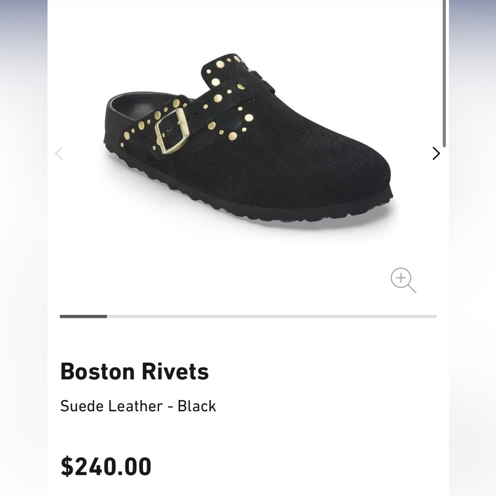 Birkenstock Boston Rivets Black Suede Mules